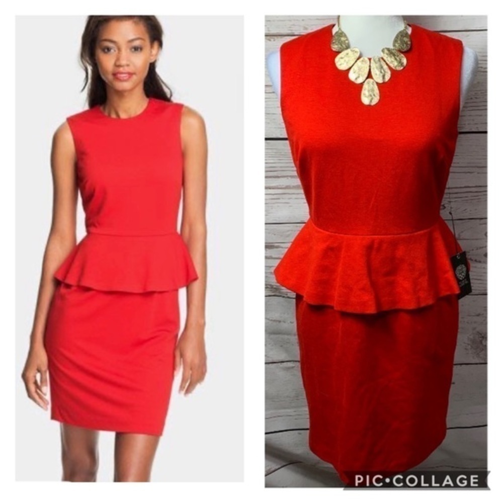 NWT Vince Camuto Sheath Peplum Rouge Dress
